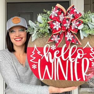 Winter Front Door Decor | Hello Winter | Snowflake | Winter Door Hanger | Winter Wreath | Winter Door Wreath | Winter Decor | Winter Sign