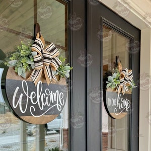 Double Door Front Door Decor Welcome To Our Home Double Door Signs Double Door Wreaths Double Door Decor Double Door Hanger image 8