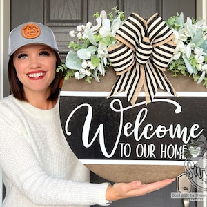 Front Door Decor | Front Door Wreath | Welcome To Our Home | Front Door Sign | Front Door Hanger | Year Round Wreath | Home Decor
