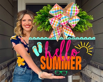 Summer Door Decor | Hello Summer | Flip Flops | Summer Door Hanger | Summer Wreath | Summer Door Wreath | Summer Door Sign | Summer