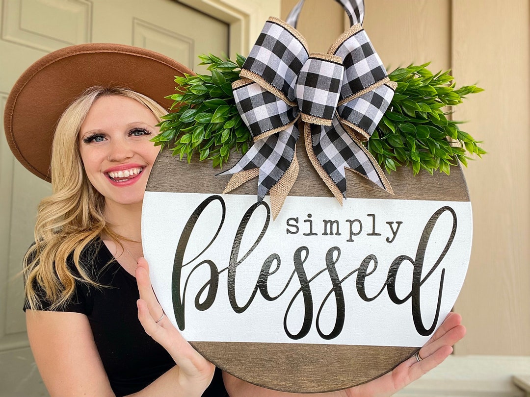 Front Door Decor Simply Blessed Year Round Wreath Front - Etsy