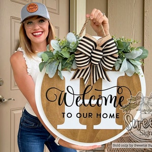 Front Door Sign | Front Door Wreath | Personalized | Last Name | Welcome To Our Home | Front Door Sign | Front Door Hanger | Year Round Sign