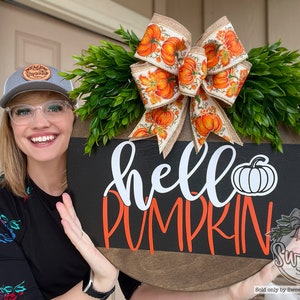 Fall Front Door Decor | Fall Door Hanger | Hello Pumpkin | Fall Decor | Fall Wreath | Fall Door Hanger | Fall Door Wreath | Fall Sign