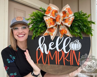 Fall Front Door Decor | Fall Door Hanger | Hello Pumpkin | Fall Decor | Fall Wreath | Fall Door Hanger | Fall Door Wreath | Fall Sign