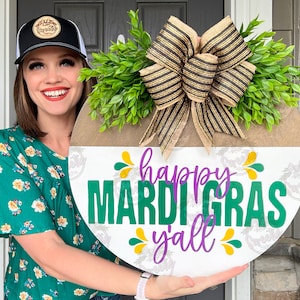 Mardi Gras Front Door Decor | Happy Mardi Gras Y'all | Mardi Gras | Mardi Gras Door Hanger | Mardi Gras Door Wreath | Mardi Gras Decor