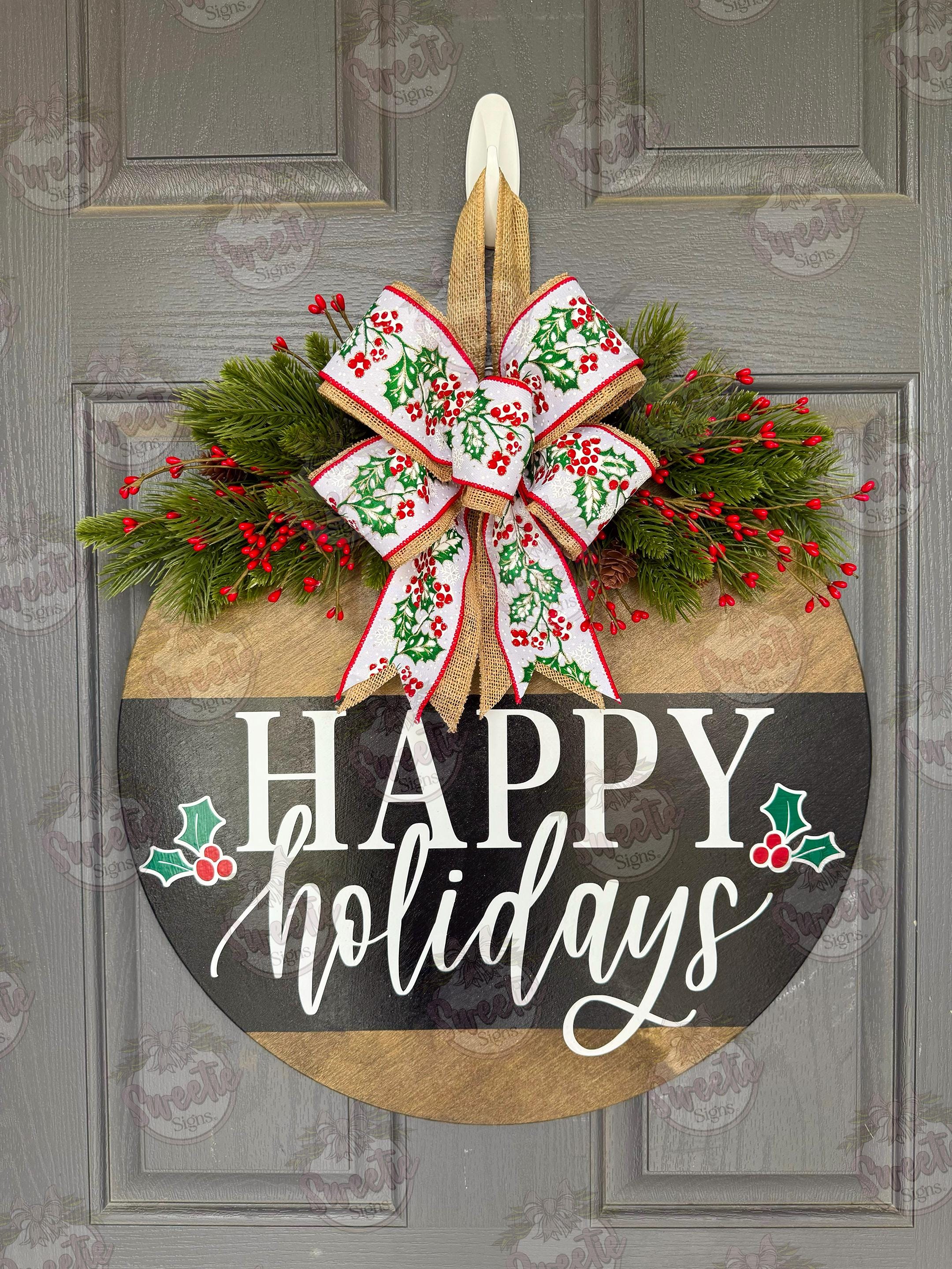 Christmas Front Door Decor | Happy Holidays | Christmas Wreath