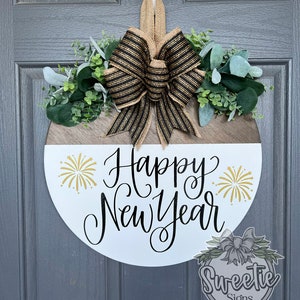 New Year Front Door Decor Happy New Year Sign Fireworks New Year Front Door Sign New Year Door Hanger New Year Hanger image 7