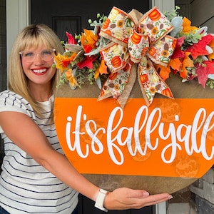 Fall Front Door Decor | It&#39;s Fall Y&#39;all | Fall Wreath | Fall Decor | Fall Sign | Fall Door Wreath | Fall Door Hanger | Fall Door Wreath