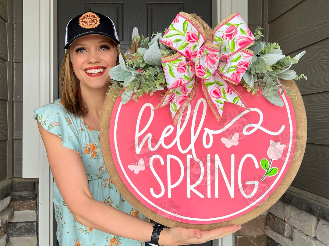 Spring Front Door Decor | Hello Spring Wreath | Spring Wreath | Tulips ...