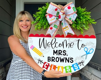 Teacher Door | Teacher Door Sign | Teacher Name | Classroom Sign | Teacher Gift | Teacher Appreciation | Welcome To Our Classroom |Classroom