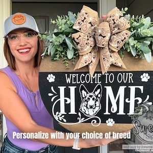 Front Door Decor | Welcome To Our Home | Paw | Dog Sign | Dog Sign | Front Door Sign | Dog Door Hanger | Year Round Wreath | Dog Gift