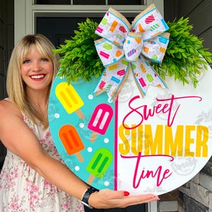 Summer Front Door Decor | Sweet Summer Time | Popsicles | Summer Door Hanger | Summer Wreath | Summer Door Wreath | Summer Door Sign