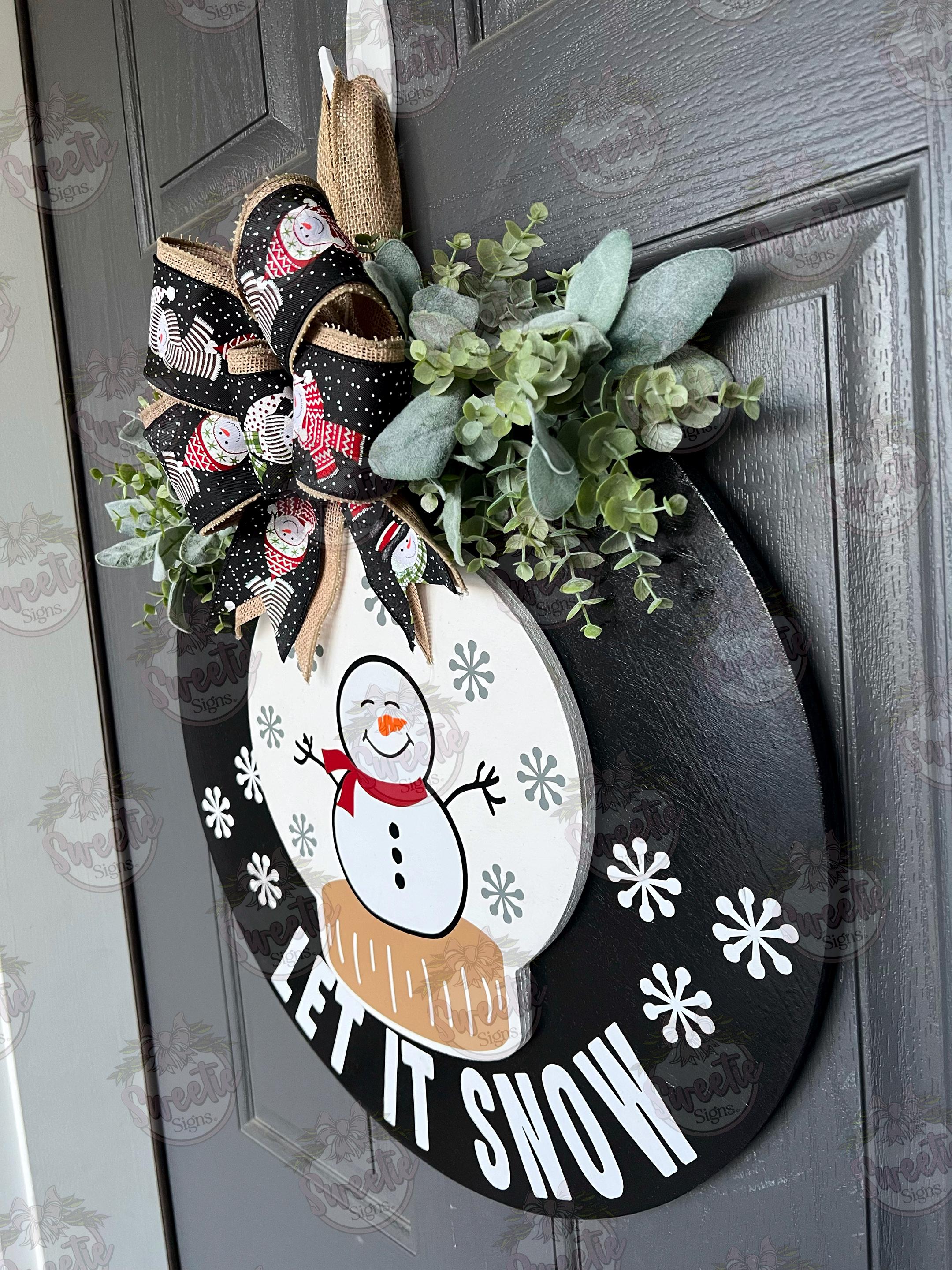 Winter Front Door Decor | Let It Snow | Snowman Front Door Wreath