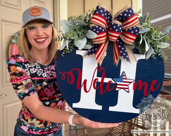 Fourth of July Front Door Decor | Last Name/Family | Front Door Wreath | Happy 4th Of July | Fourth of July Decor | Fourth Of July Wreath