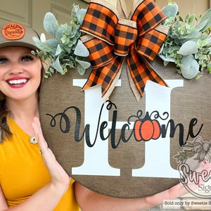 Fall Front Door Decor | Last Name Initial | Fall Wreath | Fall Sign | Fall Decor | Door Hanger | Door Wreath | Housewarming | Home Decor