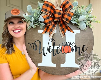 Fall Front Door Decor | Last Name Initial | Fall Wreath | Fall Sign | Fall Decor | Door Hanger | Door Wreath | Housewarming | Home Decor