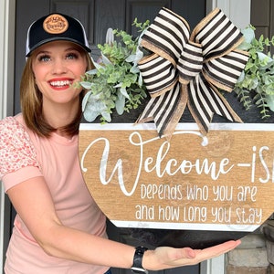 Front Door Decor | Welcome-Ish | Year Round Wreath | Funny Door Hanger | Funny Door Sign | Housewarming Gift | Funny Sign | Funny Gift