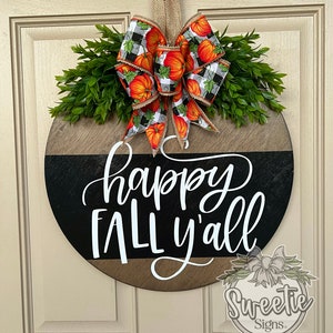Fall Front Door Decor Happy Fall Y'all Fall Door Hanger Fall Wreath Fall Front Door Wreath Fall Sign Fall Welcome Sign image 7
