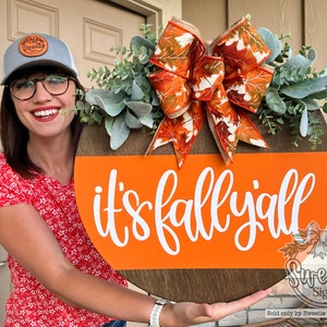 Fall Front Door Decor | It's Fall Y'all | Fall Wreath | Fall Decor | Fall Sign | Fall Door Wreath | Fall Door Hanger | Fall Door Wreath