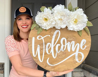 Front Door Decor | Front Door Wreath | Welcome Sign | Front Door Sign | Welcome Door Hanger | Year Round Door Hanger | Home Decor