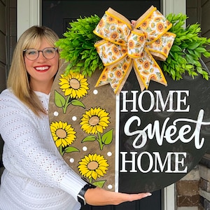 Front Door Decor | Front Door Wreath | Welcome Sign | Sunflower | Front Door Sign | Welcome Door Hanger | Year Round Door Hanger | Sunflower