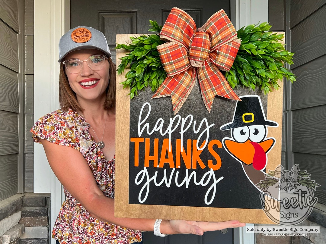 FaCraft Thanksgiving Turkey Door Hanger - 12.5x14 Inch Gobble Gobble Sign, PVC, Front Door Porch Decor - View #4