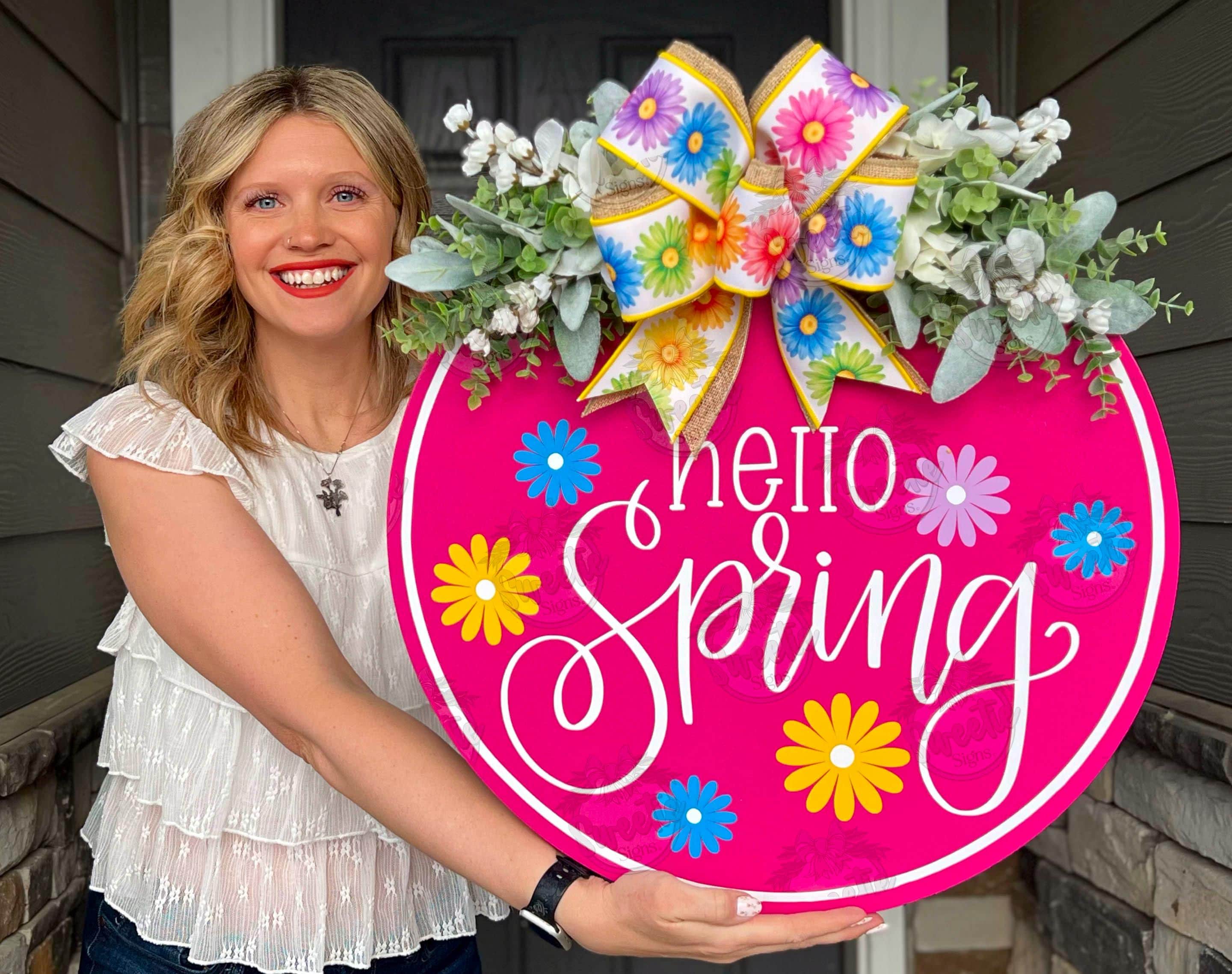 Spring Front Door Decor Hello Spring Wreath Spring Wreath Spring Spring Front Door Wreath Spring Door Hanger Spring Door Wreath