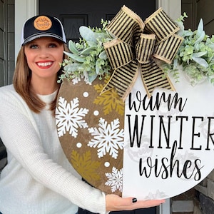 Winter Front Door Decor | Warm Winter Wishes | Snowflake | Winter Door Hanger | Winter Wreath | Winter Door Wreath | Winter Decor | Winter
