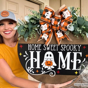 Halloween Front Door Decor | Home Sweet Spooky Home | Halloween Wreath | Halloween Sign | Halloween Decor | Halloween Door Hanger | Wreath