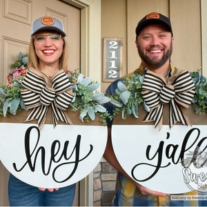 Front Door Decor | Hey Y&#39;all | Double Door Wreath | Front Door Wreath | Door Hanger | Door Wreath | Housewarming Gift | Home Decor