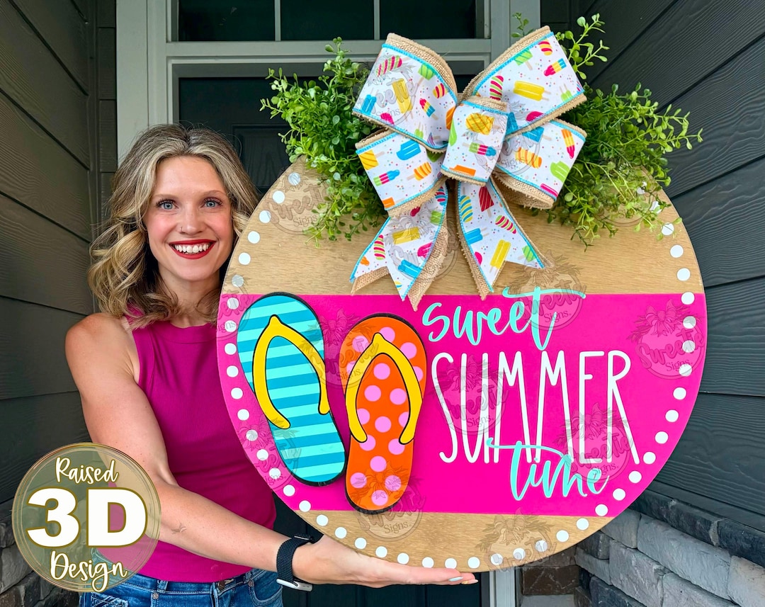 Summer Front Door Decor | Flip Flops | Summer Door Hanger | Summer ...