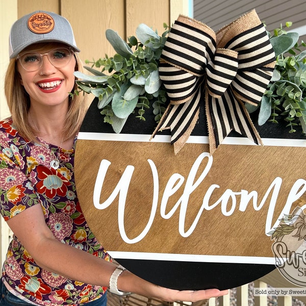 Front Door Decor | Welcome Sign | Year Round Wreath | Welcome Door Sign | Front Door Hanger | Front Door Wreath | Front Door Sign