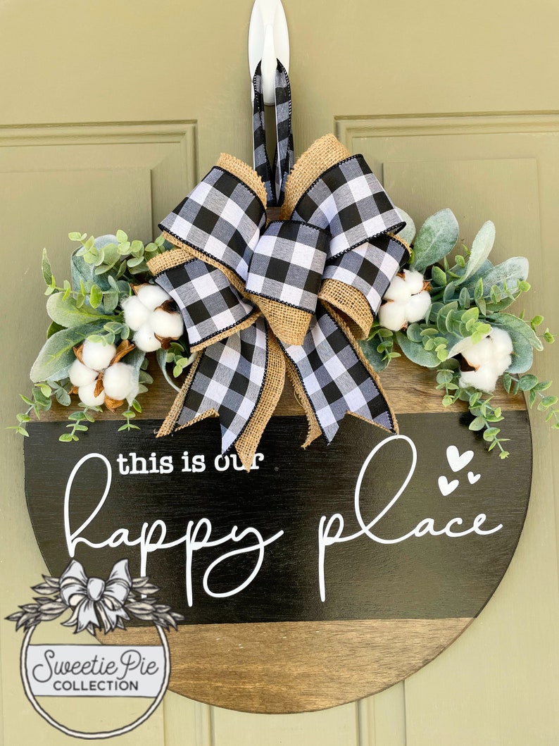 Front Door Decor Front Door Wreath This is Our Happy Place Etsy