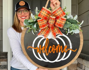 Fall Front Door Decor | Hello Fall | Fall Door Hanger | Fall Welcome Sign | Fall Door Hanger | Fall Door Wreath | Fall Door Sign