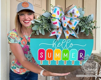 Summer Front Door Decor | Hello Summer | Popsicles | Summer Door Hanger | Summer Wreath | Summer Door Wreath | Summer Door Sign | Summer