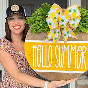 Summer Front Door Decor | Hello Summer Wreath | Summer Wreath | Summer Decor | Summer Sign | Front Door Wreath | Summer  Door Hanger