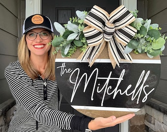 Front Door Decor | Last Name/Family | Year Round Wreath | Front Door Hanger | Personalized Door Wreath | Housewarming Gift | Home Decor