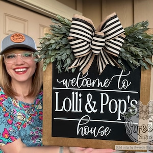Front Door Decor | Front Door Wreath | Welcome To Grandma And Grandpa&#39;s House | Front Door Sign | Grandma Sign | Grandparents Gift