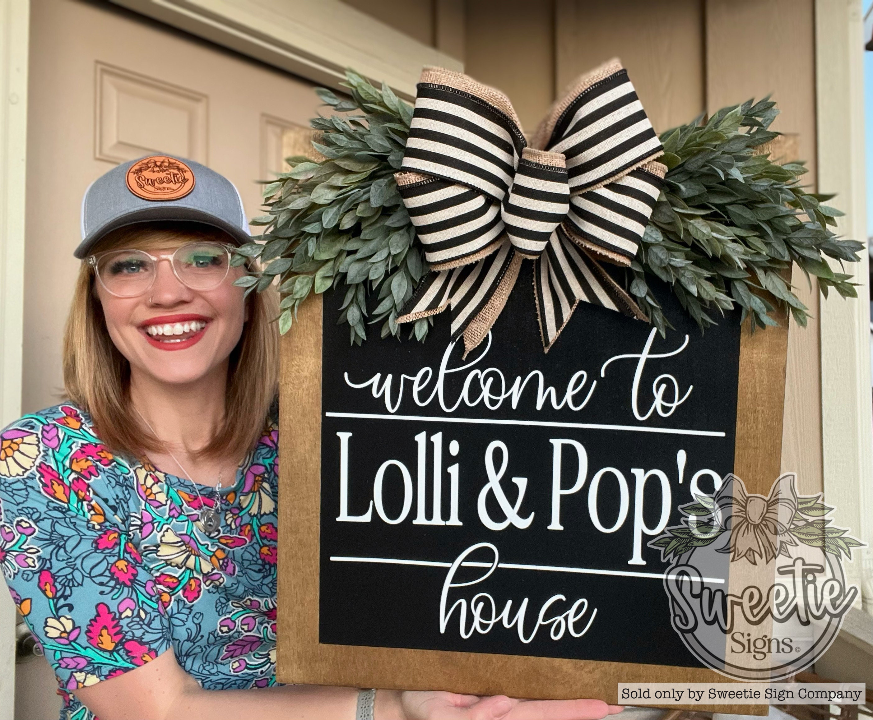Joe & Monty Sours テディベア ハンドメイド　サイン入り Front Door Decor | Front Door Wreath | Welcome to Grandma and