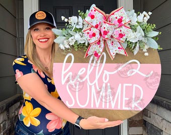 Summer Front Door Decor | Hello Summer Wreath | Summer Wreath | Summer Decor | Summer Sign | Front Door Wreath | Summer  Door Hanger