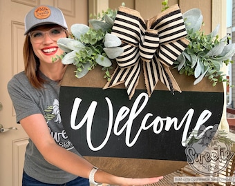 Front Door Decor | Front Door Wreath | Welcome Sign | Front Door Sign | Welcome Door Hanger | Year Round Door Hanger | Home Decor