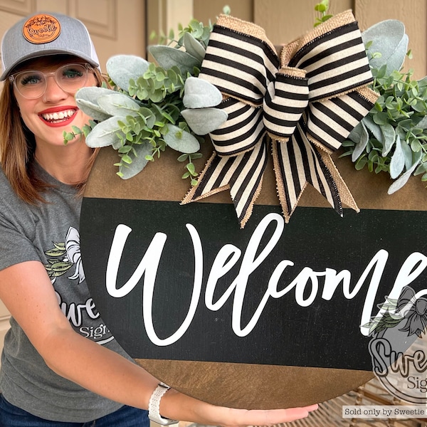 Front Door Decor | Front Door Wreath | Welcome Sign | Front Door Sign | Welcome Door Hanger | Year Round Door Hanger | Home Decor