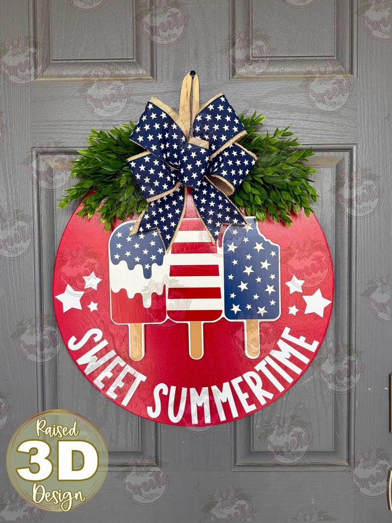Fourth of July Front Door Hanger | Patriotic Popsicles | Happy 4th Of July | Fourth of July | 4th Of July Hanger | 4th of July Door Wreath afbeelding 9