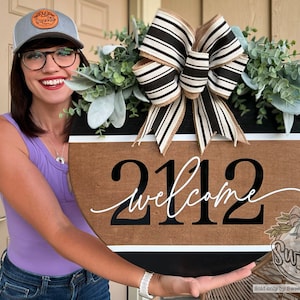 Front Door Decor | Welcome Sign | Address Sign | Year Round Wreath | Front Door Hanger | Front Door Wreath | Personalized | Front Door Sign