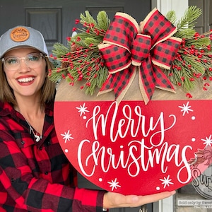 Christmas Front Door Decor | Merry Christmas | Christmas Wreath | Christmas Decor | Christmas Door Hanger | Christmas Door Sign