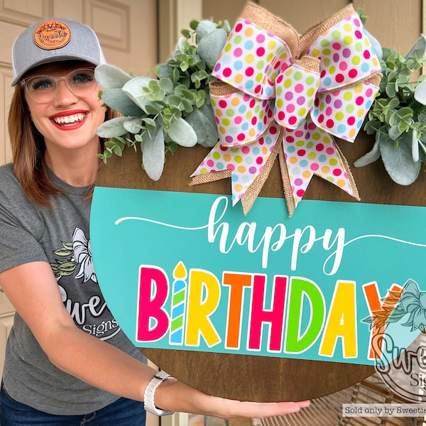 Happy Birthday Sign | Birthday Door Hanger | Happy Birthday | Kids Birthday Decor | Birthday Decor | Birthday Wreath | Birthday Door Hanger