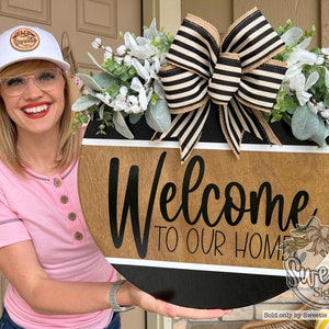 Front Door Decor | Welcome To Our Home | Year Round Wreath | Welcome Sign | Front Door Hanger | Front Door Wreath | Front Door Sign