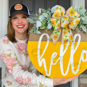 Front Door Decor | Hello Sign | Front Door Hanger | Wreath | Year Round Wreath | Front Door Wreath | Housewarming Gift | Home Decor