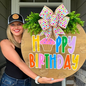 Happy Birthday Sign | Birthday Door Hanger | Happy Birthday | Kids Birthday Decor | Birthday Decor | Birthday Wreath | Birthday Door Hanger