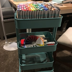 Copic Sketch Marker storage for Carts m IKEA Raskog, Michaels Lexington cart, and Target 3 tier cart image 3